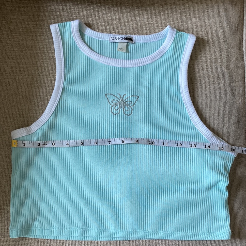 Y2K Queen Rhinestone Tank-Mint - Picture 10 of 15
